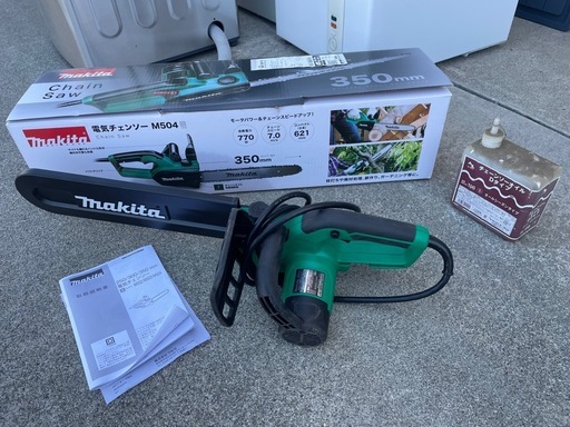 マキタ Makita 電気チェンソー M504 350mm チェーンオイル付き 元箱・取扱説明書付き