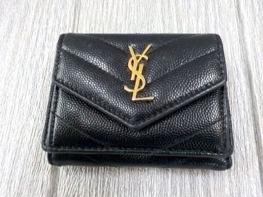 SAINT LAURENT 三つ折り財布 602791-BOWA1/1000 YSL レザー イヴ・サンローラン 黒 コンパクト 札幌