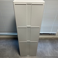 スリム収納ボックス 3段／縦型収納ケース ホワイト キッチン・洗面所・隙間収納にの画像