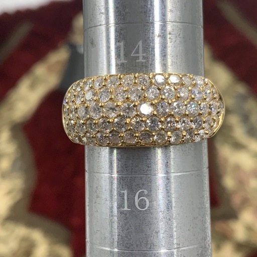 K18 パヴェダイヤ　2ct　リング　5.5g 約15号