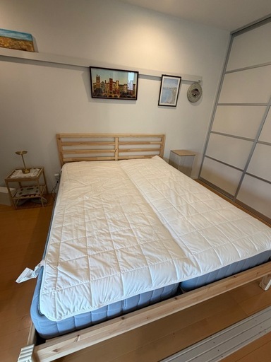ほぼ新品】クイーン(セミシングル×2)IKEAマットレスヴォーグストランダ 