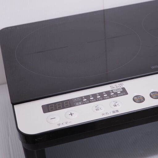 脚付 IHクッキングヒーター 卓上 2口 IH 動作品 配達設置対応・一ヶ月保証 アイリスオーヤマ IHコンロ 2口コンロ 工事不要 IHK-W12SP-B 2019年製