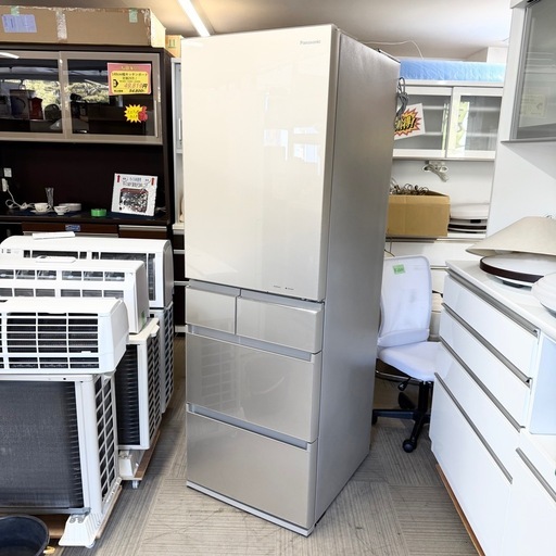 【超美品‼️】パナソニック 2020年製 450Lノンフロン冷凍冷蔵庫 自動製氷 高級ガラスドア ナノイー 微凍結パーシャル サテンゴ