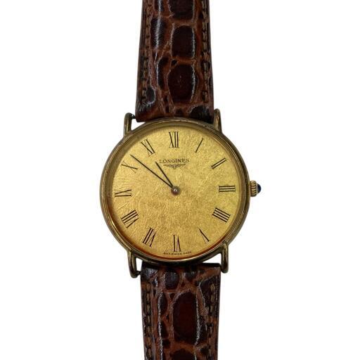 186005 動作未確認 LONGINES ロンジン 腕時計 ヴィンテージ ゴールド／ブラウン メンズ [0000000007708]