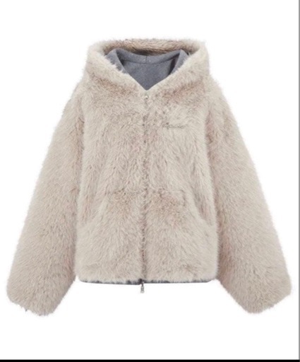 andwang Kirakira 2way fur zip up gray