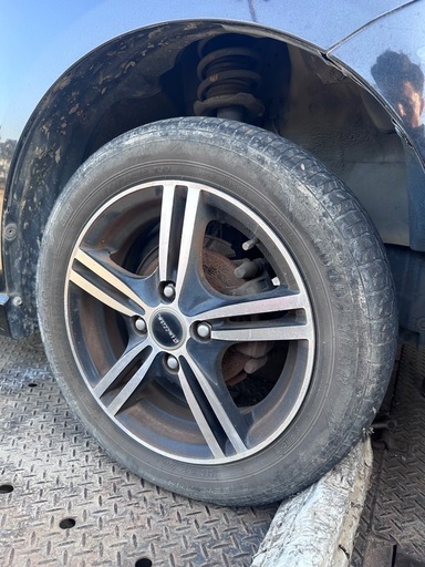 社外14 インチ　アルミホイールタイヤ　セット　155/65R14 タイヤ溝４本ともありません
