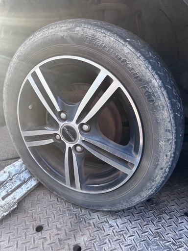 社外14 インチ　アルミホイールタイヤ　セット　155/65R14 タイヤ溝４本ともありません