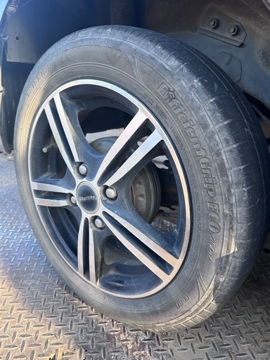 社外14 インチ　アルミホイールタイヤ　セット　155/65R14 タイヤ溝４本ともありません