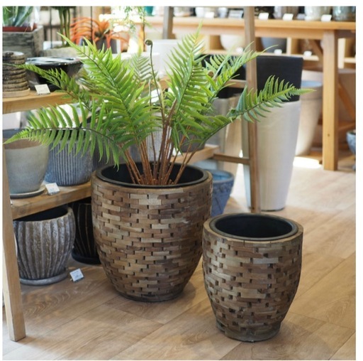 植木鉢 モザイクウッドポット AS064-420 14号(42cm) 鉢カバー インナーポット付き