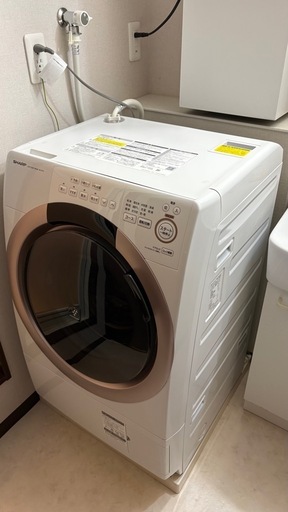 【美品・2022年製】SHARP ドラム式洗濯乾燥機 ES-S7G-NL コンパクト 左開き ピンクゴールド 乾燥OK 4月下旬引渡し