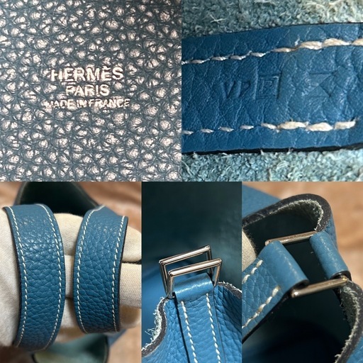 エルメスHERMESピコタンロックPM□P2012製造ハンドバッグハンドバックトートバッグトートバックかばんカバン鞄ブルー青色レザー牛革本革カデナ南京錠キー鍵×2 保存袋フランス製レディースlady's LADYS女性用ウィメンズwomenユニセックス男女兼用