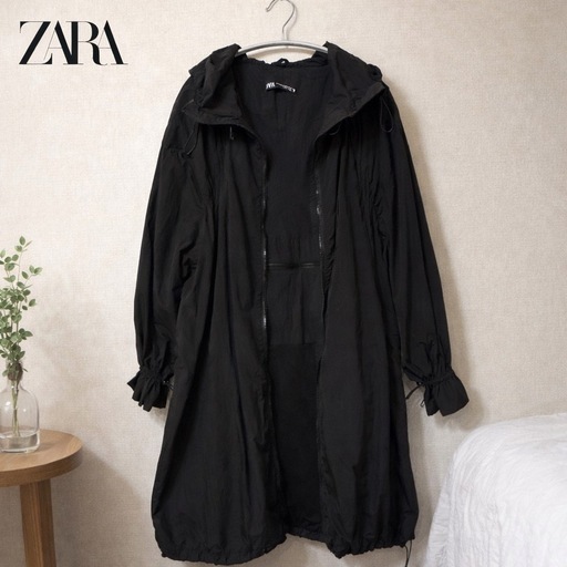 美品✨ZARA ジャンパーコート　バルーンコート　ミリタリー　ロング　黒　モード　M　L　ゆったりサイズ