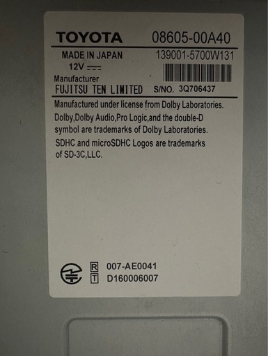 トヨタ純正SDナビ　9インチ　NSZT-Y66T