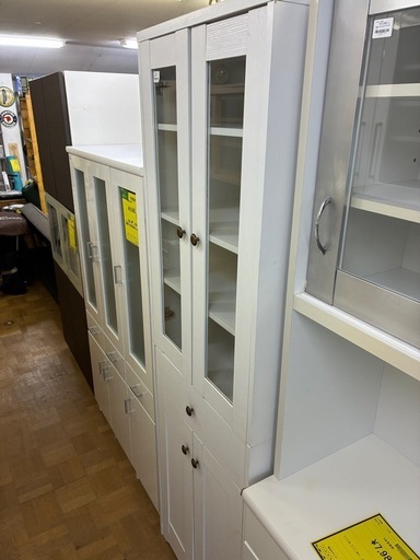 【ジャングルジャングル深井店】食器棚 ホワイト 白 家具 キッチン家具 収納家具 家具 堺市 深井【FU456】
