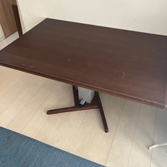 ダークブラウン木製ダイニングテーブル　無段階　昇降式　の画像