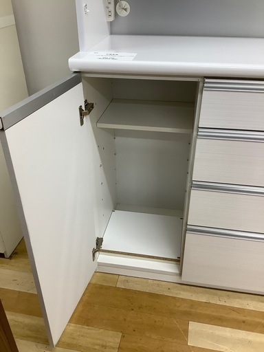 【トレファクラパーク岸和田店】レンジボード　古賀家具　スライド扉　ホワイト　モイス加工　ソフトクローズ