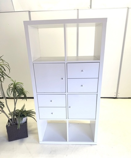 ホワイトシェルフ 6引き出し付き IKEA 棚　本棚