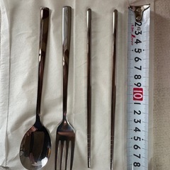箸とスプーンとポークの食器セットはステンレス製19cm箸箱付きBOROHOUSE未使用品　の画像
