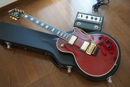 値下げしました！Epiphone Alex Lifeson Les Paul Custom Axcess Quilt Ruby レスポールエレキギター（保証期間内）とRolandの名機CE-1コーラスペダルのセット（Rushラッシュのアレックスライフソンキット）