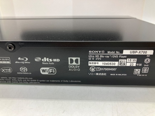【トレファク足立扇店】Blu-rayﾌﾟﾚｰﾔｰ SONY UBP-X700 取説･互換ﾘﾓｺﾝ付  HDMIｹｰﾌﾞﾙ付