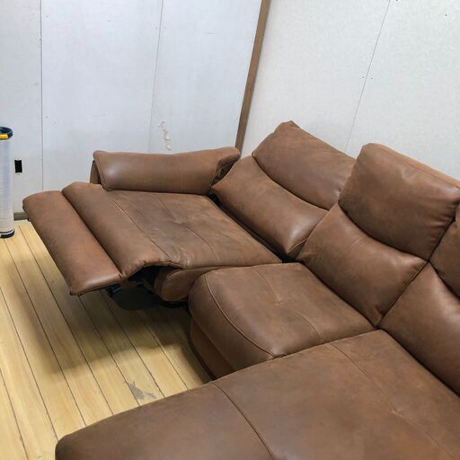 関家具 RELAX FORM ELDORA エルドラ 電動リクライニングソファ レザーテックス カウチソファ シェーズロング 3人掛け