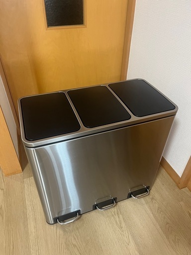 SONGMICS 3分別ゴミ箱 (18L×3) ステンレス製｜高機能・密閉ペダル式