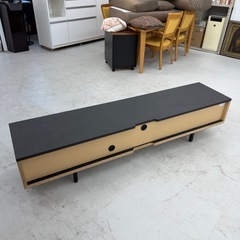【超美品‼️】定価87,120円♪ サンキコーポレーション 180cmローボード テレビ台 リビング収納家具 セラミック柄ブラック♪の画像