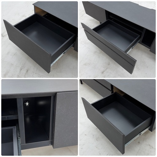 【超美品‼️】定価87,120円♪ サンキコーポレーション 180cmローボード テレビ台 リビング収納家具 セラミック柄ブラック♪