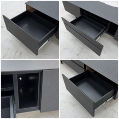 【超美品‼️】定価87,120円♪ サンキコーポレーション 180cmローボード テレビ台 リビング収納家具 セラミック柄ブラック♪の画像
