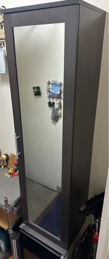 ミラー付きシューズボックス　靴箱　全身鏡