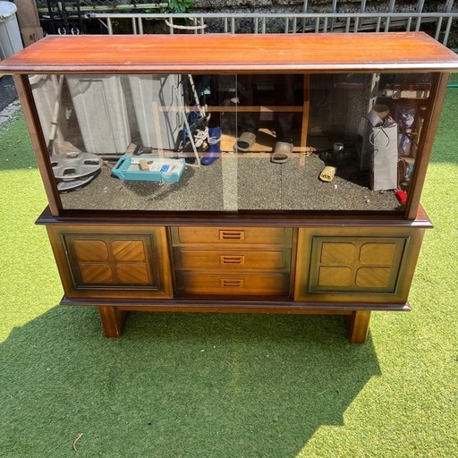 アンティーク　サイドボード　茶箪笥　昭和レトロ　木製ラック　幅120cm