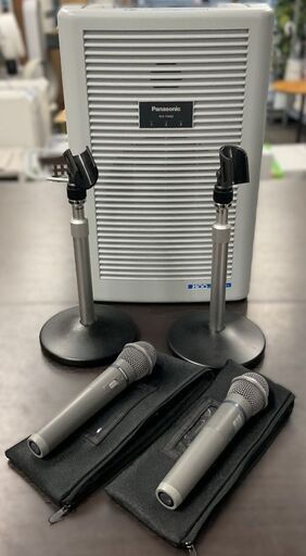 Panasonic パナソニック 800 MHzポータブルワイヤレスアンプ WX-PW82 マイク2本 マイクスタンド付 通電確認済