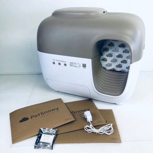 
PetSnowy　全自動　猫用トイレ　展示未使用品　消臭剤付　専用替砂袋30枚付　スマホアプリ　飛散防止　消臭機能　デオドラント