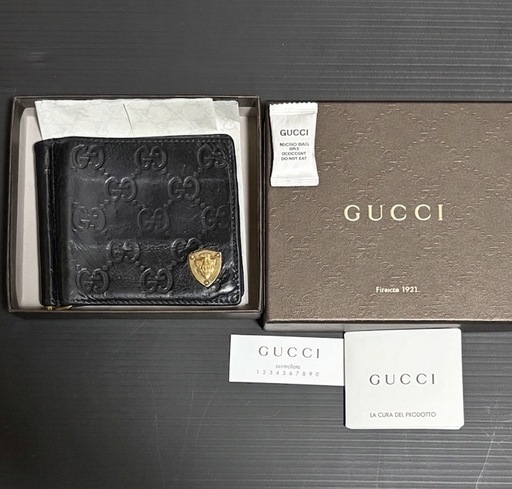 GUCCI GUCCISHIMA LEATHER MONEY CLIP WALLET グッチ レザー マネークリップ  財布 ヴィンテ