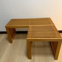 新品竹ベンチ二脚セット (しろ) 福大前の椅子《その他》の中古あげます 