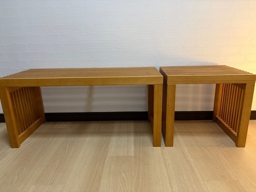 新品　竹ベンチ二脚セット
