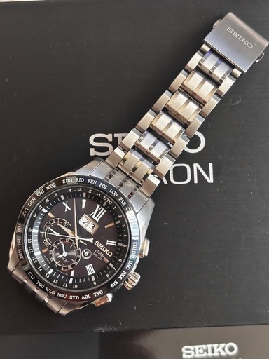SEIKO アストロン　GPS衛星電波ソーラー ビッグデイト　チタン 黒文字盤