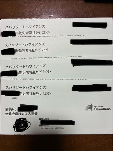 ハワイアンズ　入場券4枚
