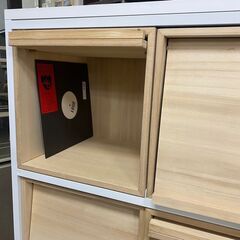 未使用 1点物　処分価格　レコード収納　 試作サンプル品 ボックス専用　店舗什器　スチール枠　 幅83.5　奥行39 高さ91 ナチュラル 　桐収納　BOX　白色の画像