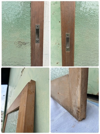 昭和レトロ ガラス 引き戸 二枚扉 建具 古民家 DIY アンティーク