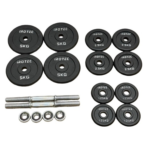 ◯合計40kg IROTEC アイロテック ダンベル プレート シャフト セット ペア 5kg 2.5kg 1.25kg 筋トレ 中古品■ジモティ姫路