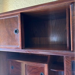 和茶箪笥　和茶タンス　高級　和家具　日本製　アンティーク　昭和レトロ　ガラス戸の画像