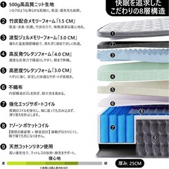 【新品未開封】極厚25cm 独立ポケットコイルマットレス クイーン　39980円の画像