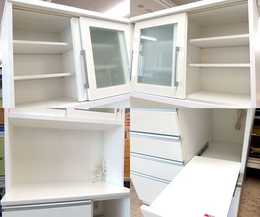 ニトリ キッチンボード 幅90cm レジューム キッチン収納 食器棚 ホワイト系 札幌市北区屯田