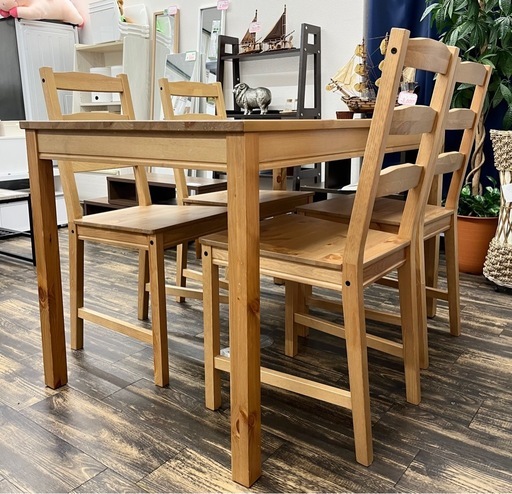【中古品】IKEA イケア JOKKMOKK 2137 ダイニングテーブルセット 5点セット ヨックモック 北欧風 生活家具 ダイニングチェア