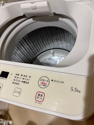 【美品】5.5kg ヤマダ電機　全自動洗濯機✨時短10分／ステンレス槽／風乾燥付き】