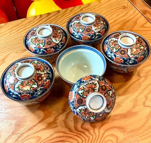 有田焼　胡窯　蓋つき丼ぶり　５個セット　【推定未使用】（碗、雑煮碗、和食器）