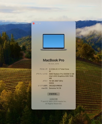 MacBookPro 1TB!　2019 16インチ 8コアi9 16GB