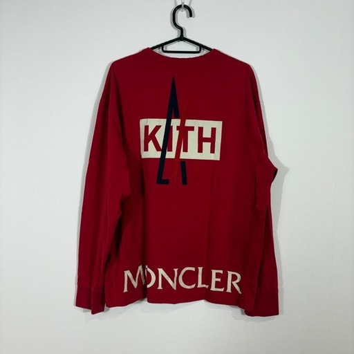 MONCLER モンクレール メッシュロゴ ロングTシャツ 長袖 レッド Mサイズ