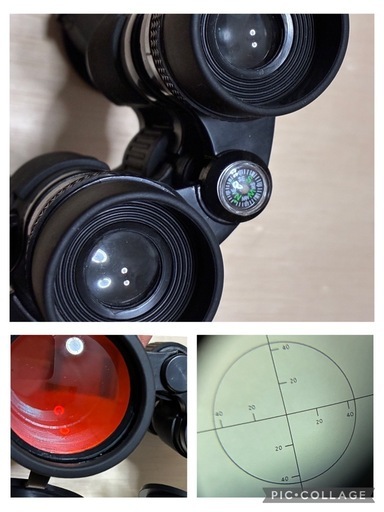 軍用風　双眼鏡 コンパス内蔵 赤レンズ サバゲー　レチクル　アウトドア